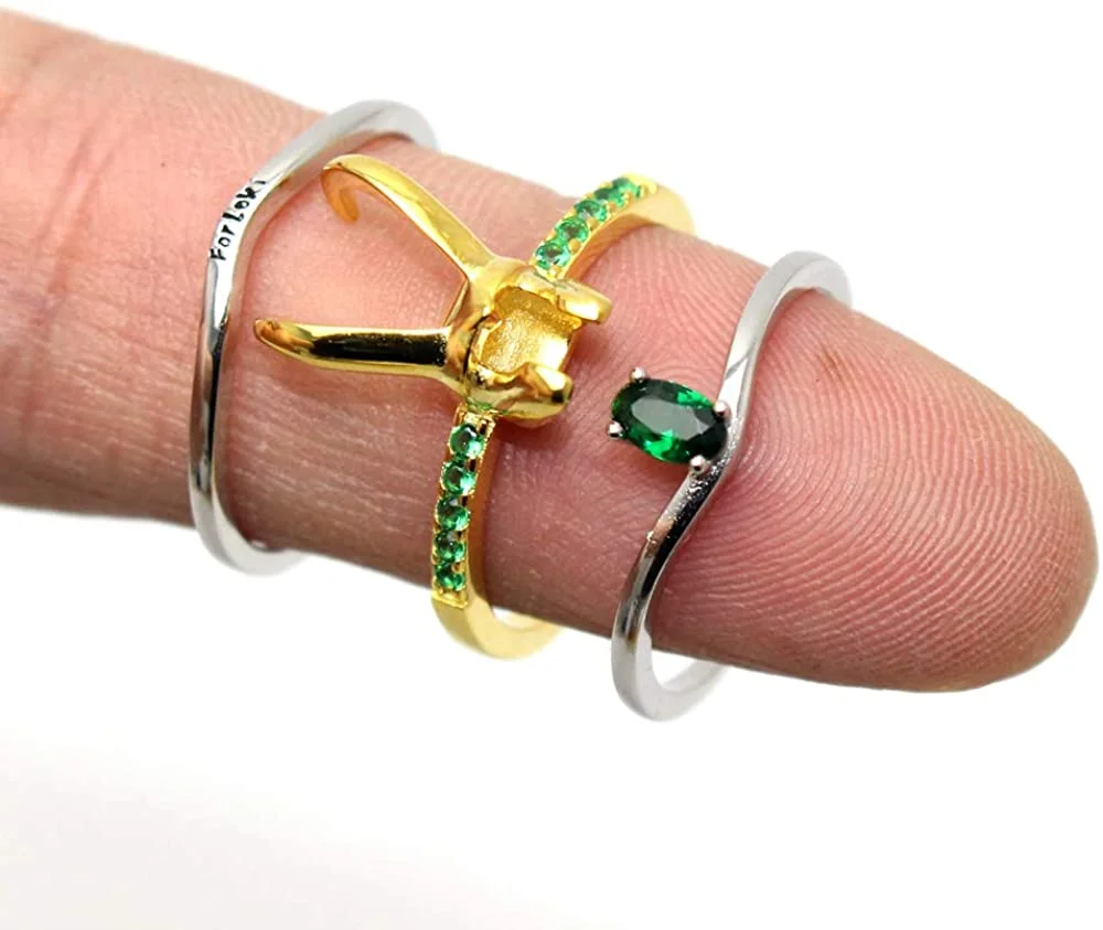 Anillo Loki dorado con piedra verde - Marvel