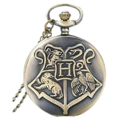 Reloj de bolsillo Harry Potter con escudo Hogwarts plateado