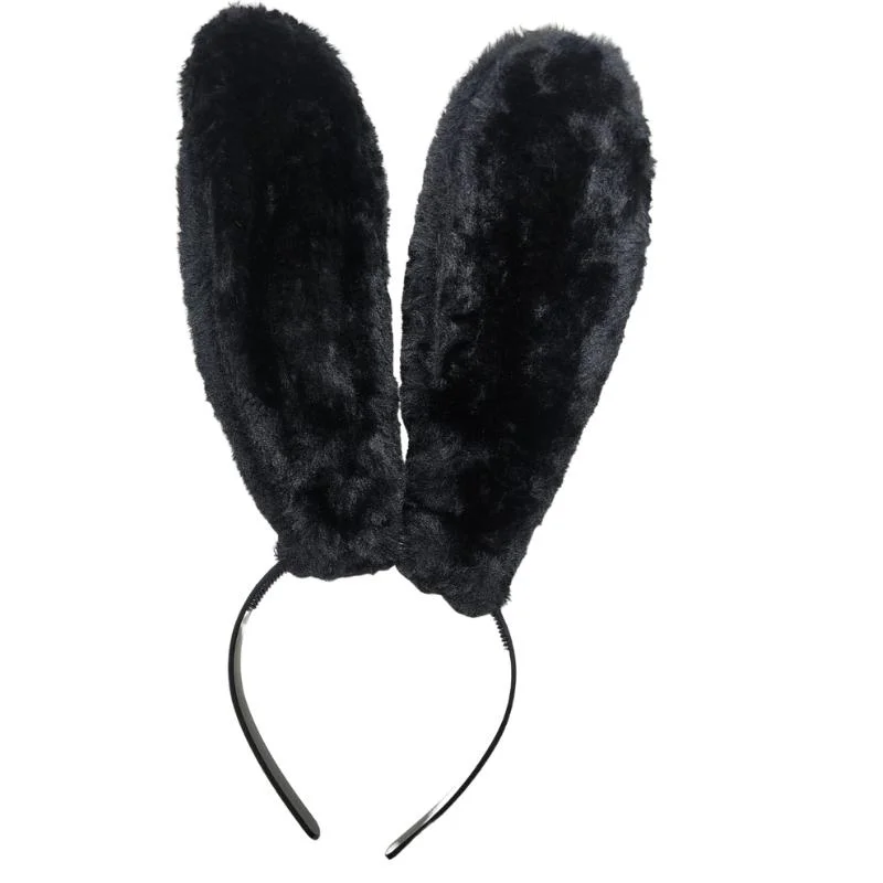 Diadema con orejas de conejo peluche negro