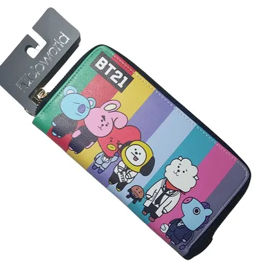 Billetera larga BT21 con personajes de BTS en colores vibrantes