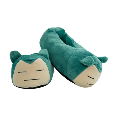 Pantuflas Snorlax Pokémon verde con detalles en crema