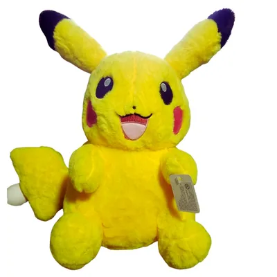 Peluche Pikachu amarillo con orejas negras y mejillas rojas — Pokémon