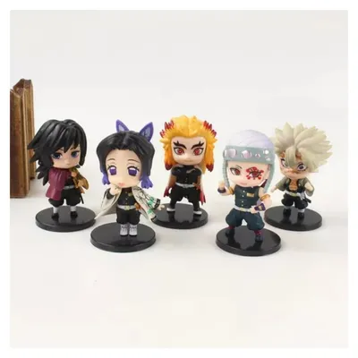 Set de 5 figuras Demon Slayer Kimetsu no Yaiba en estilo chibi