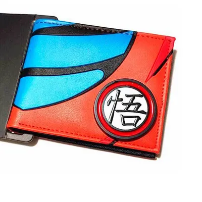 Billetera Dragon Ball roja y azul con kanji