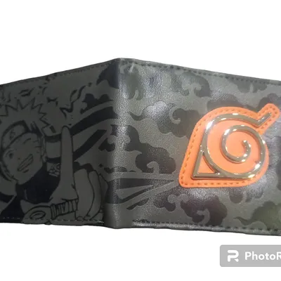 Billetera Naruto Shippuden con logo aldea de la hoja en naranja