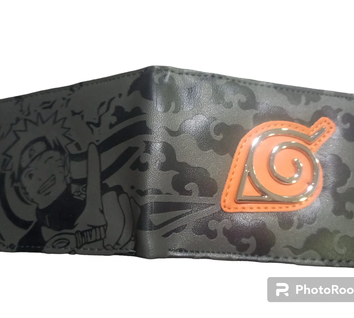 Billetera Naruto Shippuden con logo aldea de la hoja en naranja
