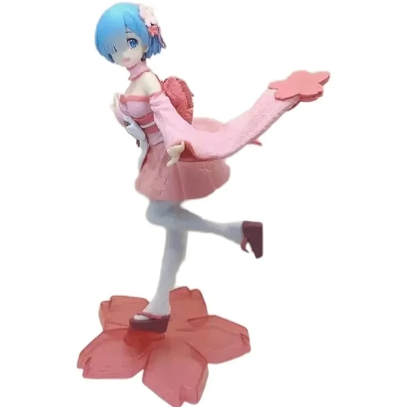 Figura Rem Re:Zero versión Sakura con base floral rosa