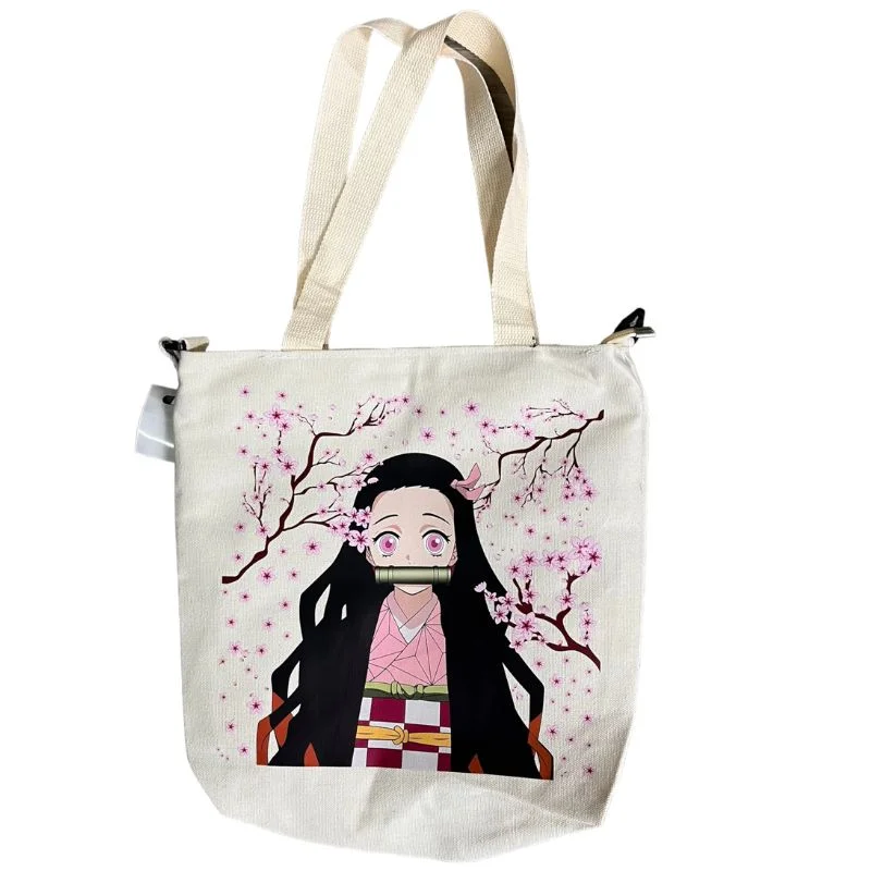 Bolso tote bag Nezuko Kamado Kimetsu no Yaiba con flores de cerezo