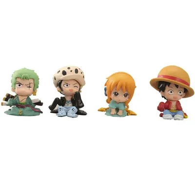 Set 4 figuras chibi One Piece — Luffy, Zoro, Nami y Law