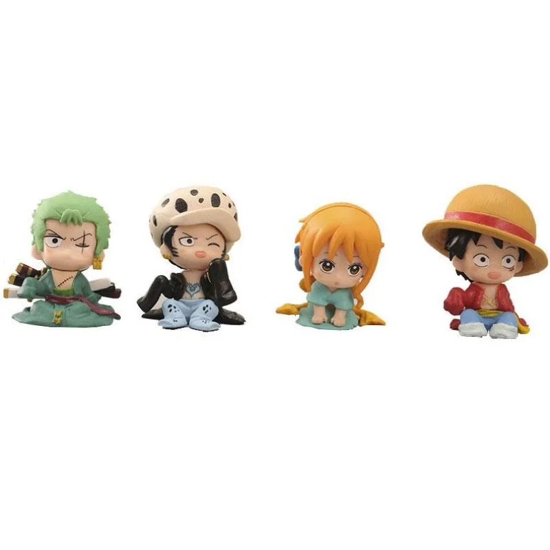 Set 4 figuras chibi One Piece — Luffy, Zoro, Nami y Law