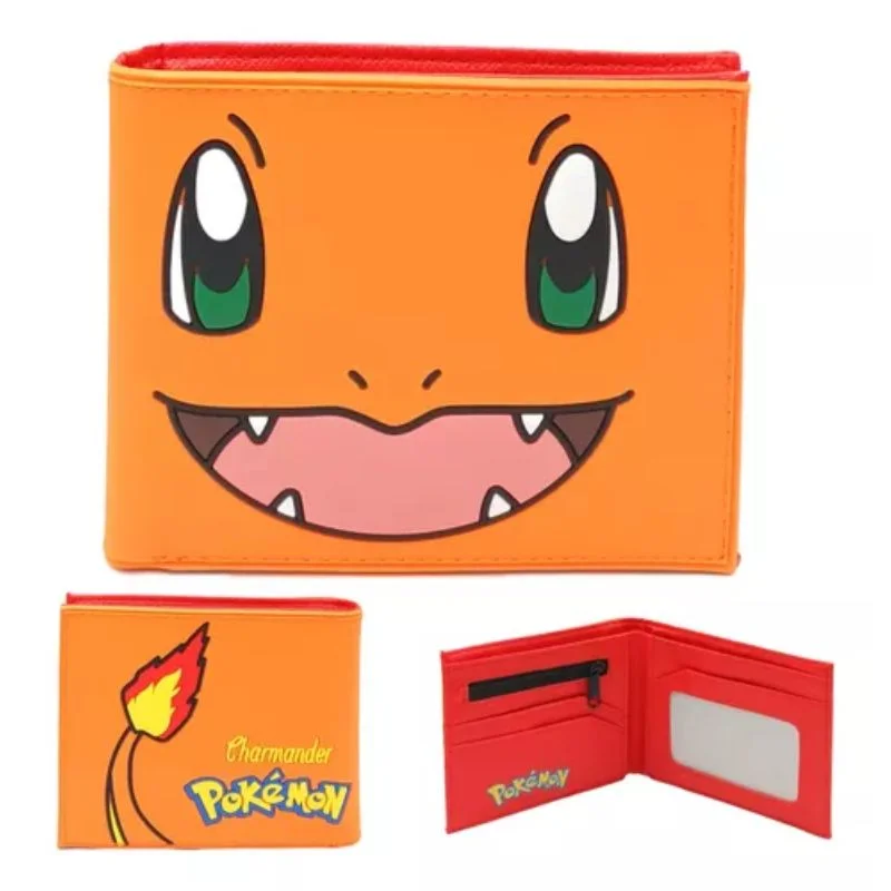Billetera Charmander Pokémon roja y naranja con goma
