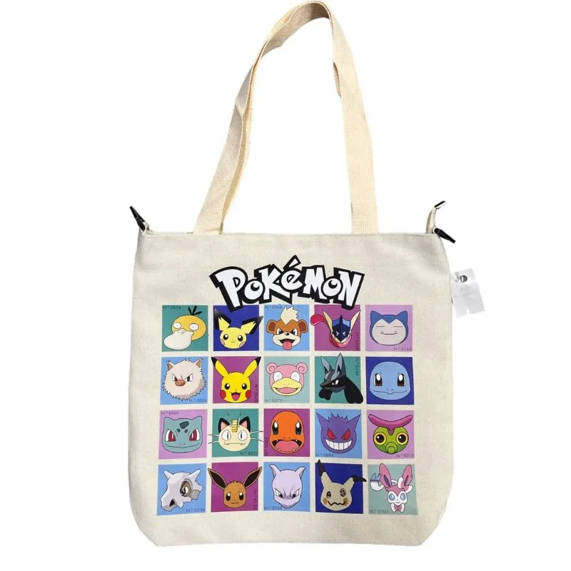 Tote Bag Pokémon con grid de personajes en colores diversos