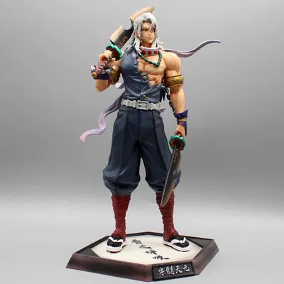 Estatuilla Tengen Uzui Kimetsu no Yaiba con espada y base