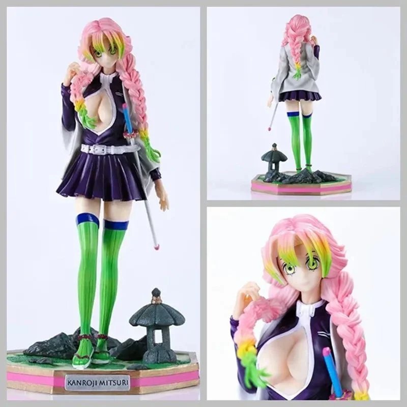 Estatuilla Mitsuri Kanroji Kimetsu no Yaiba cabello rosa y verde