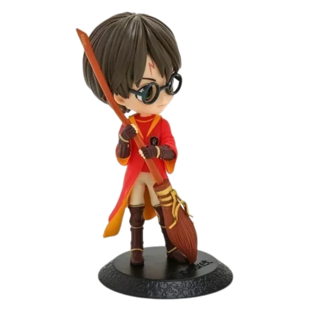 Figura Harry Potter con escoba y traje rojo de Quidditch