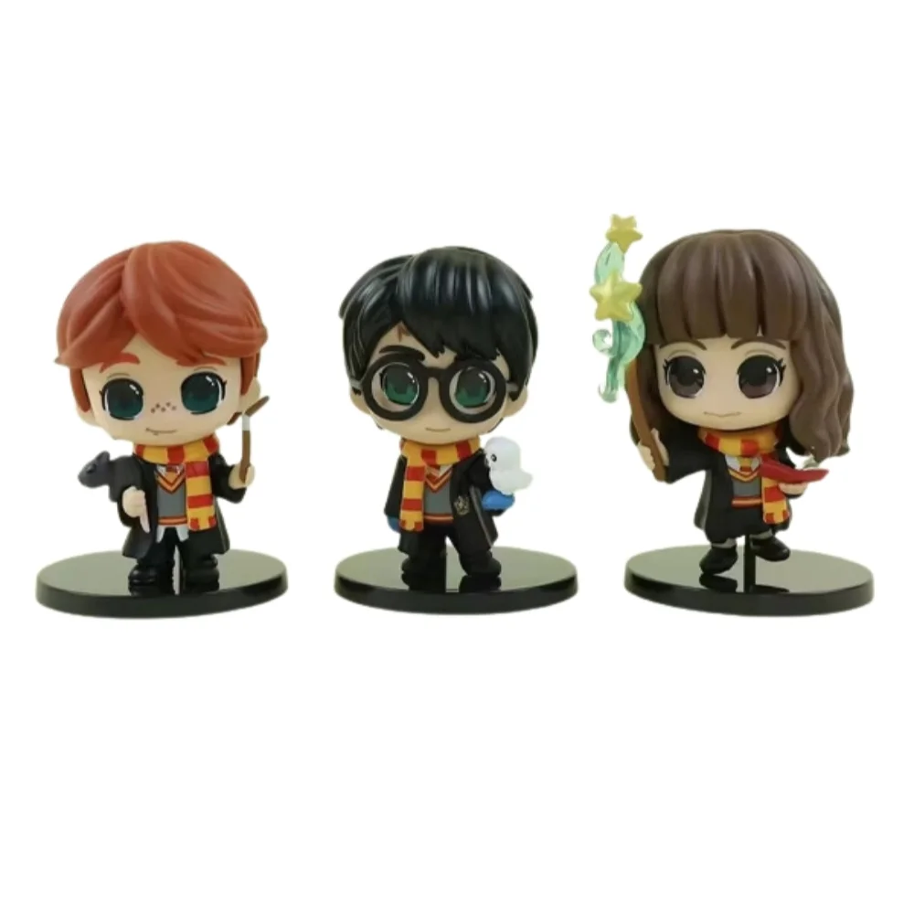 Set de 3 figuras Harry Potter estilo chibi con uniformes de Hogwarts