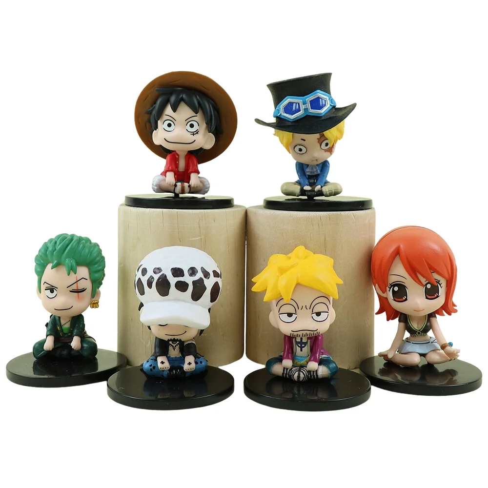 Set 6 figuras One Piece chibi Luffy Zoro Nami Sanji