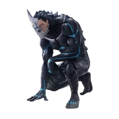Figura Kaiju No. 8 de anime con coraza negra y detalles azul turquesa