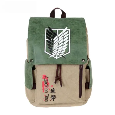 Mochila Alas de Libertad Attack on Titan bicolor verde y beige