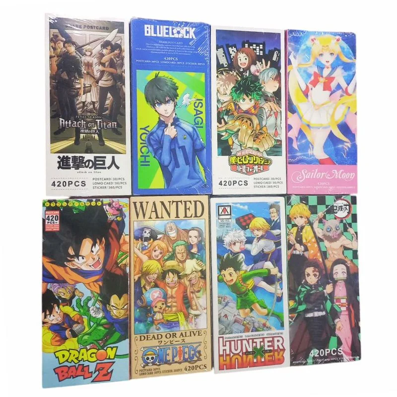 Postales anime variadas 420 piezas Dragon Ball One Piece Sailor Moon