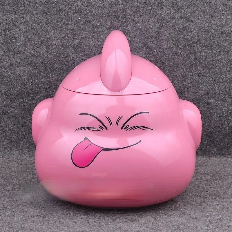 Alcancía Majin Boo Dragon Ball Z rosa con expresión traviesa