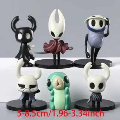 Set de 6 figuras Hollow Knight con personajes principales en bases negras