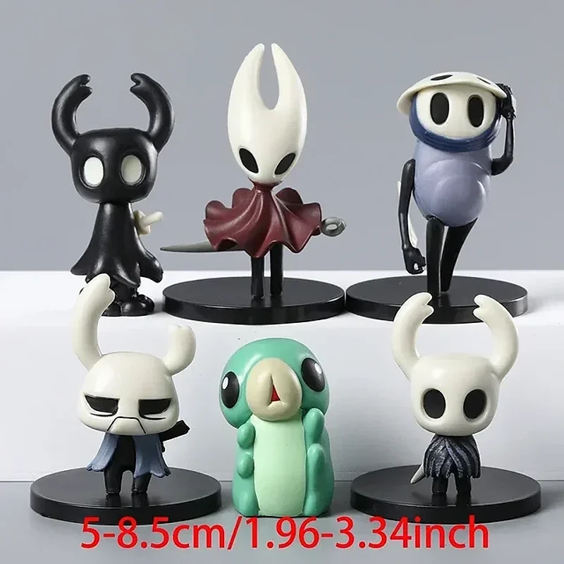 Set de 6 figuras Hollow Knight con personajes principales en bases negras