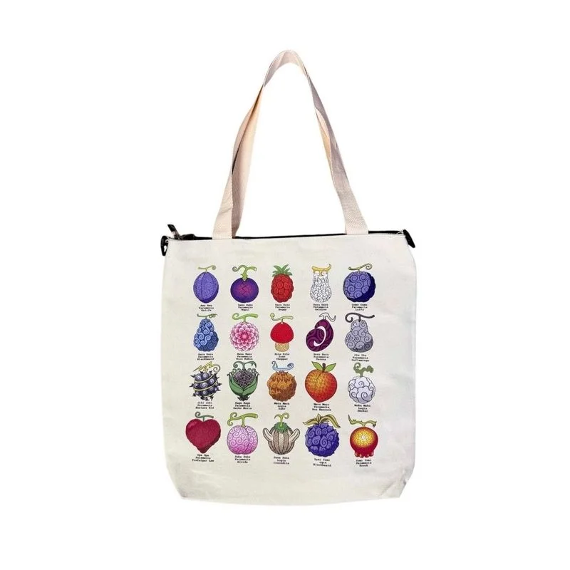Totebag Frutas del Diablo One Piece con ilustraciones detalladas
