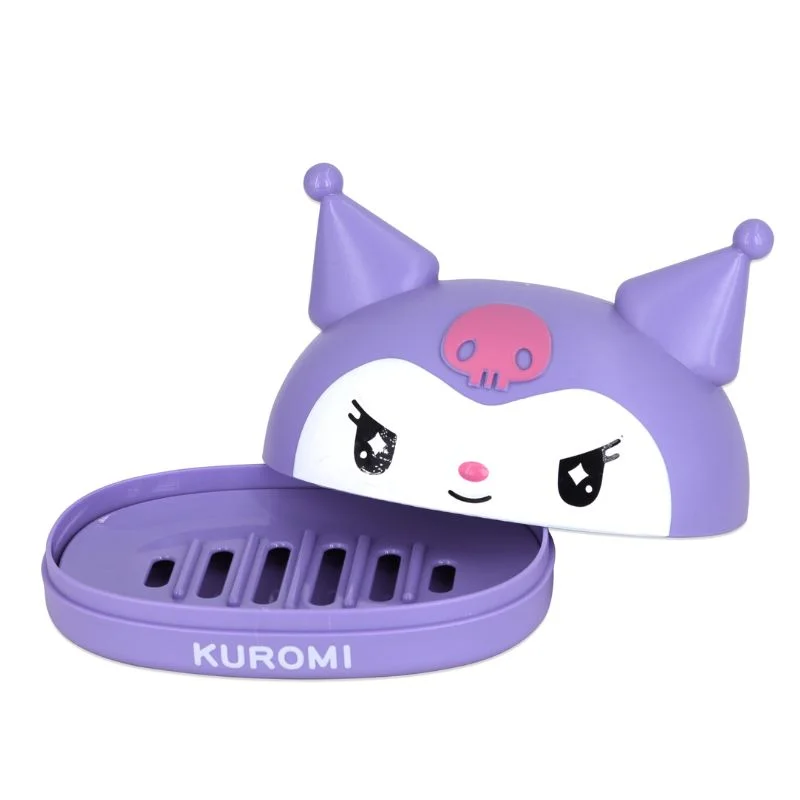 Jabonera Kuromi púrpura con detalles blancos Sanrio