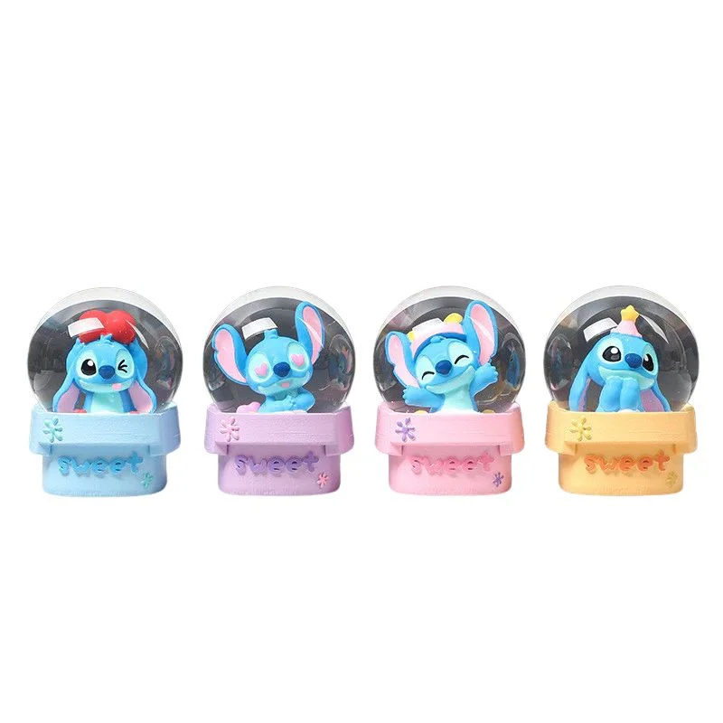 Cuatro bolas de nieve Stitch con luz en colores pastel de Disney