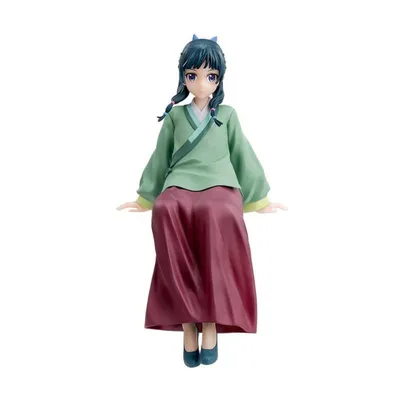 Figura Maomao sentada con atuendo verde y falda cereza de Los Diarios de la Boticaria