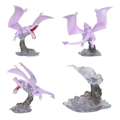 Figura Aerodactyl púrpura Pokémon con base rocosa
