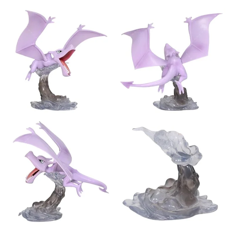 Figura Aerodactyl púrpura Pokémon con base rocosa