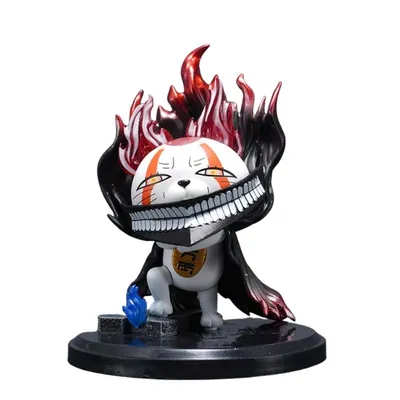 Figura Abuela Turbo Dandadan forma Maneki-Neko con llamas rojas y negras