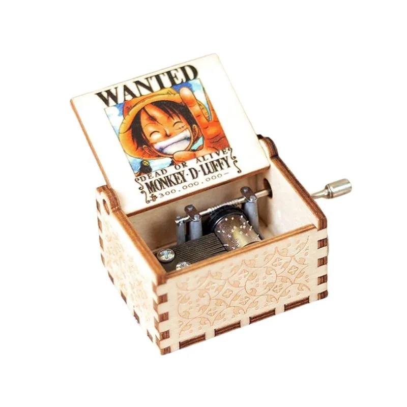 Caja musical One Piece con cartel se busca Monkey D. Luffy