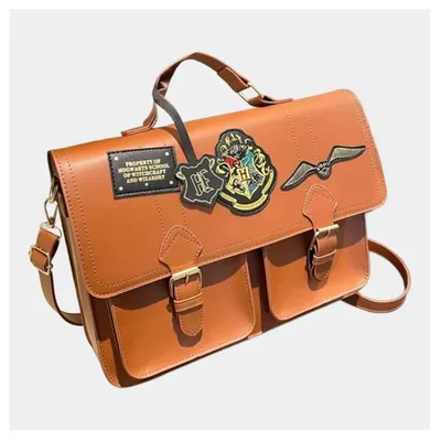 Bolso maletín Hogwarts naranja con escudo Harry Potter