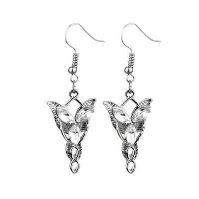 Aretes Estrella de la Tarde Arwen plateados con cristales — El Señor de los Anillos