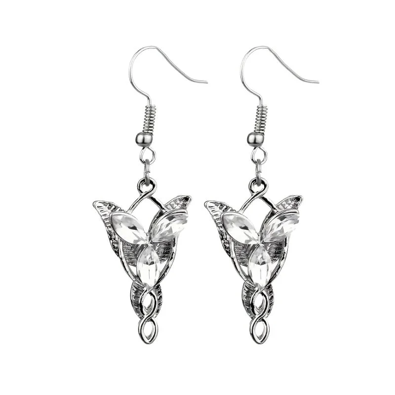 Aretes Estrella de la Tarde Arwen plateados con cristales — El Señor de los Anillos
