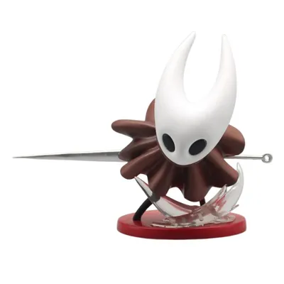 Figura Hornet de Hollow Knight con máscara blanca y armadura marrón