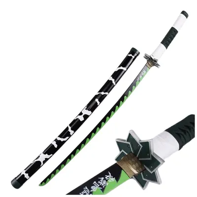 Katana Sanemi Shinazugawa Kimetsu no Yaiba con hoja verde y guarda de puntas