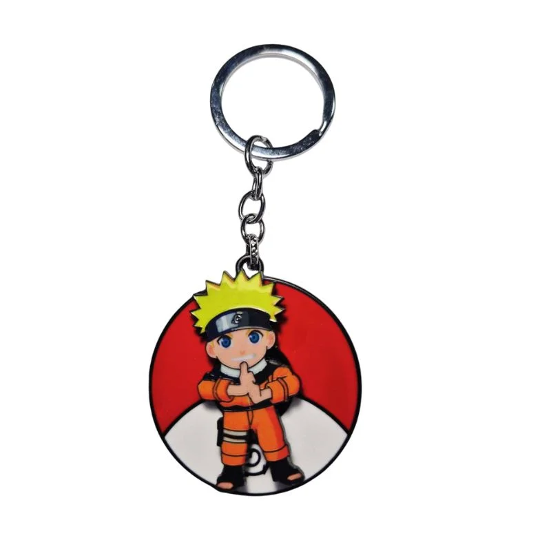 Llavero giratorio Naruto Uzumaki metal con fondo rojo