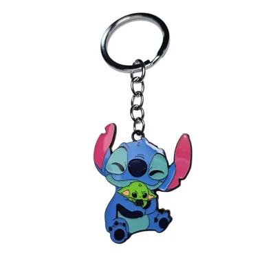Llavero metal Stitch sosteniendo a Grogu de Lilo & Stitch