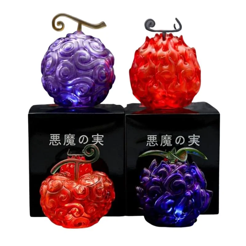 Lámpara Fruta del Diablo One Piece morada y roja con diseño translúcido