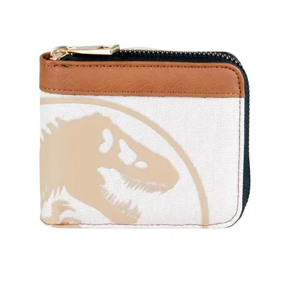 Billetera con diseño de dinosaurio beige y blanco