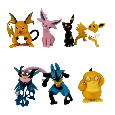 Figuras Pokémon Raichu, Espeon, Umbreon, Jolteon, Greninja, Lucario y Psyduck