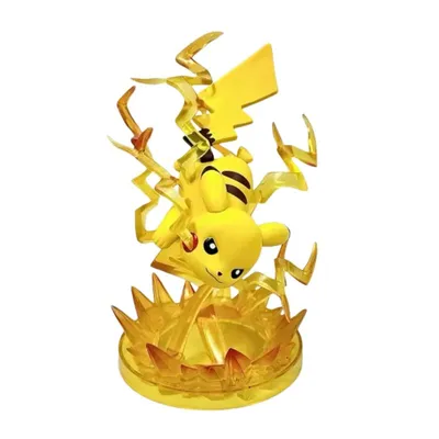 Figura Pikachu con ataque Rayo Eléctrico en base de energía