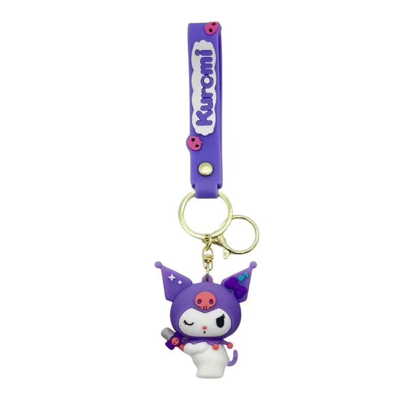 Llavero Kuromi morado de Sanrio con anillos de metal