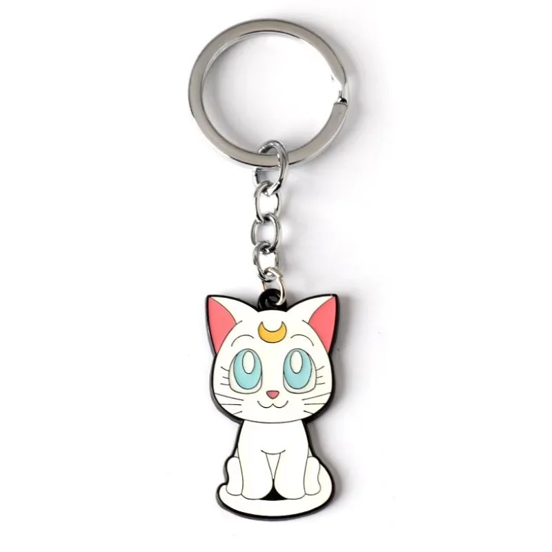 Llavero Artemis Sailor Moon gato blanco metal esmaltado