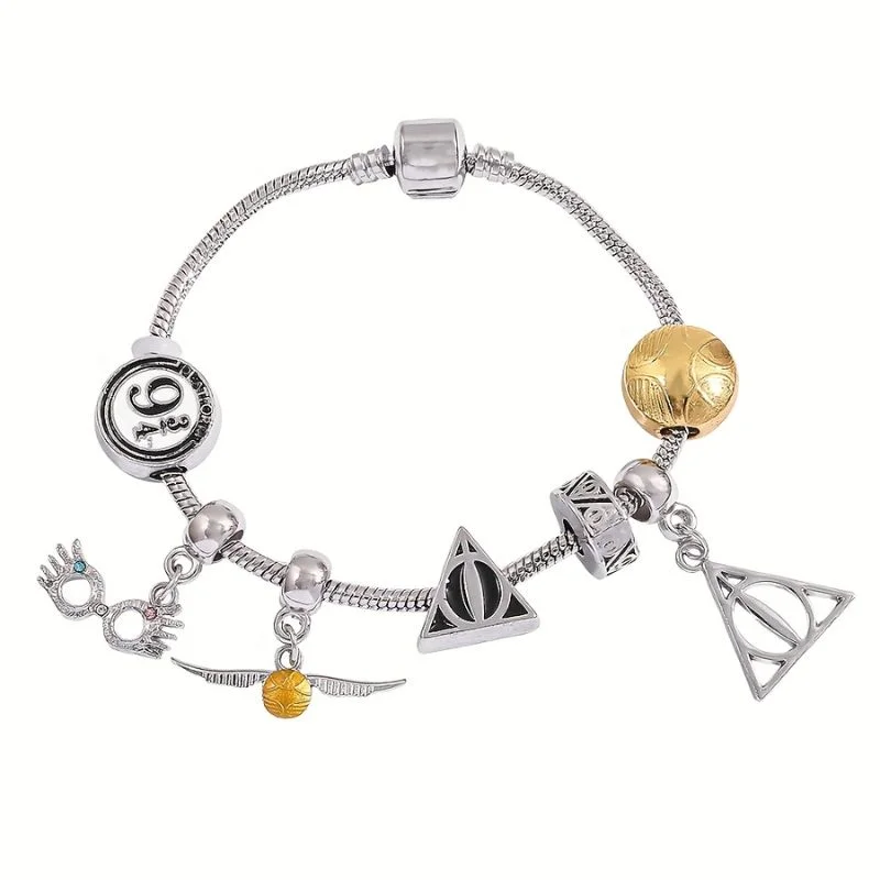 Pulsera Harry Potter con reliquias de la muerte, snitch dorada y símbolos mágicos