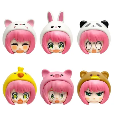 Seis figuras de Anya Forger con tocados de animales - Spy x Family